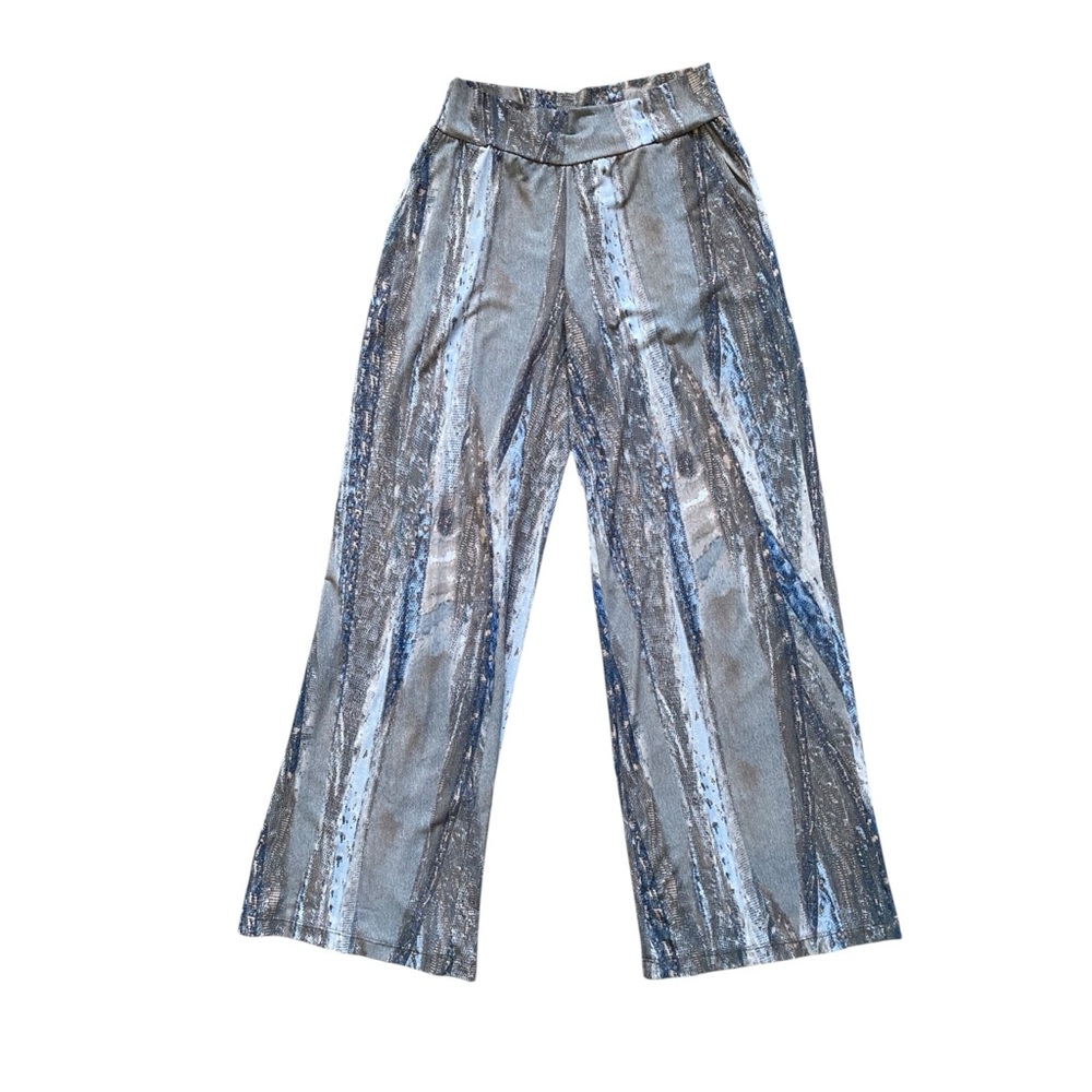 Clara Sunwoo Wide Leg Pants Python Taupe Women’s Medium Pull-On Pocket Pant